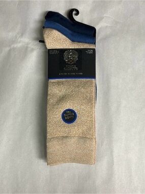 New Vince Camuto Socks Men’s 3 Pair Tan & Blue Dress Socks Business Casual